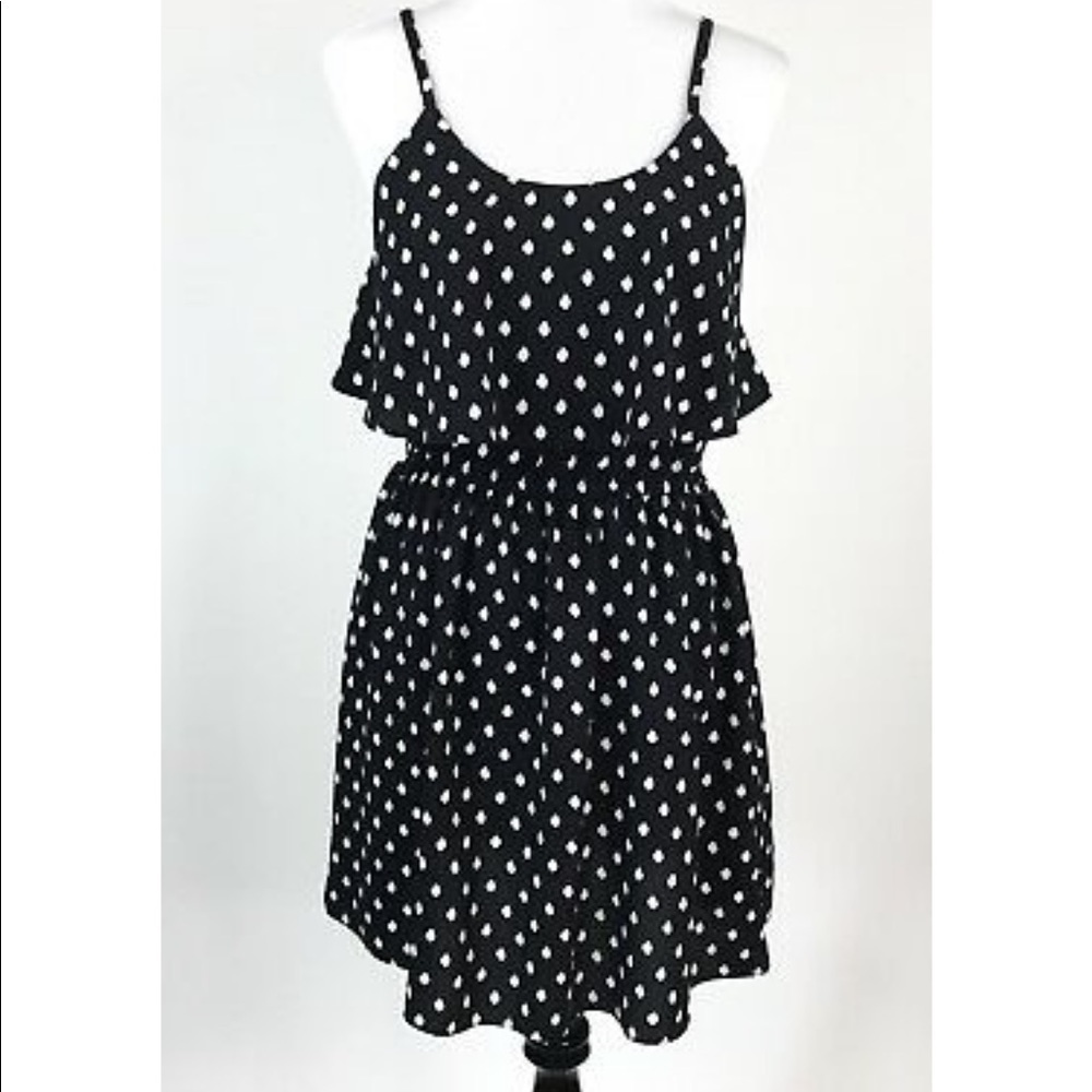 Elle black with white polka dots dress